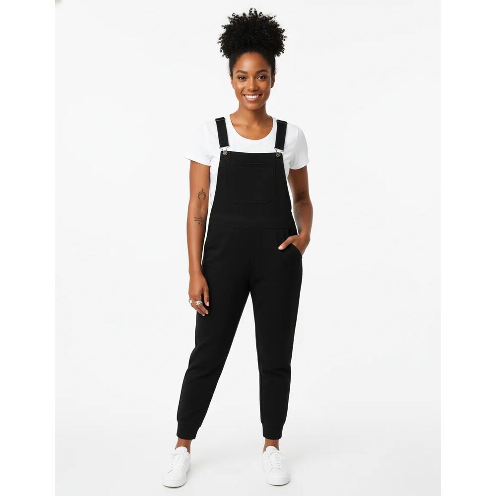 Swoveralls Black Cotton Knit Stretch Overalls Pants Sweats Minimalist Unisex M